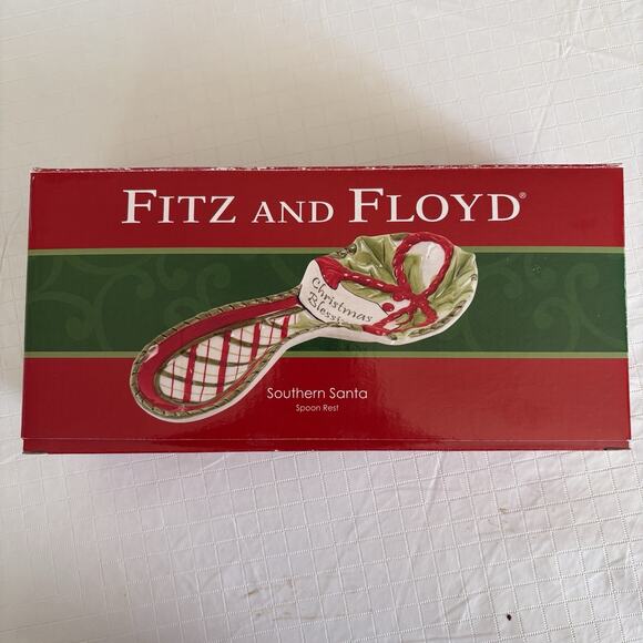 Fitz and Floyd Ceramic Spoon Rest Southern Santa X-Mas Kitchen Holiday‎ Decor - Picture 1 of 7